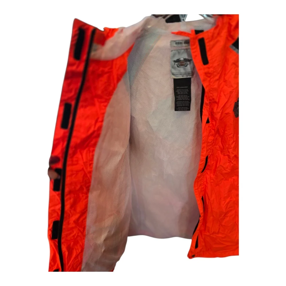 Harley-Davidson Reflective Orange Black Jacket Pants Rain Suit M - Picture 4 of 15